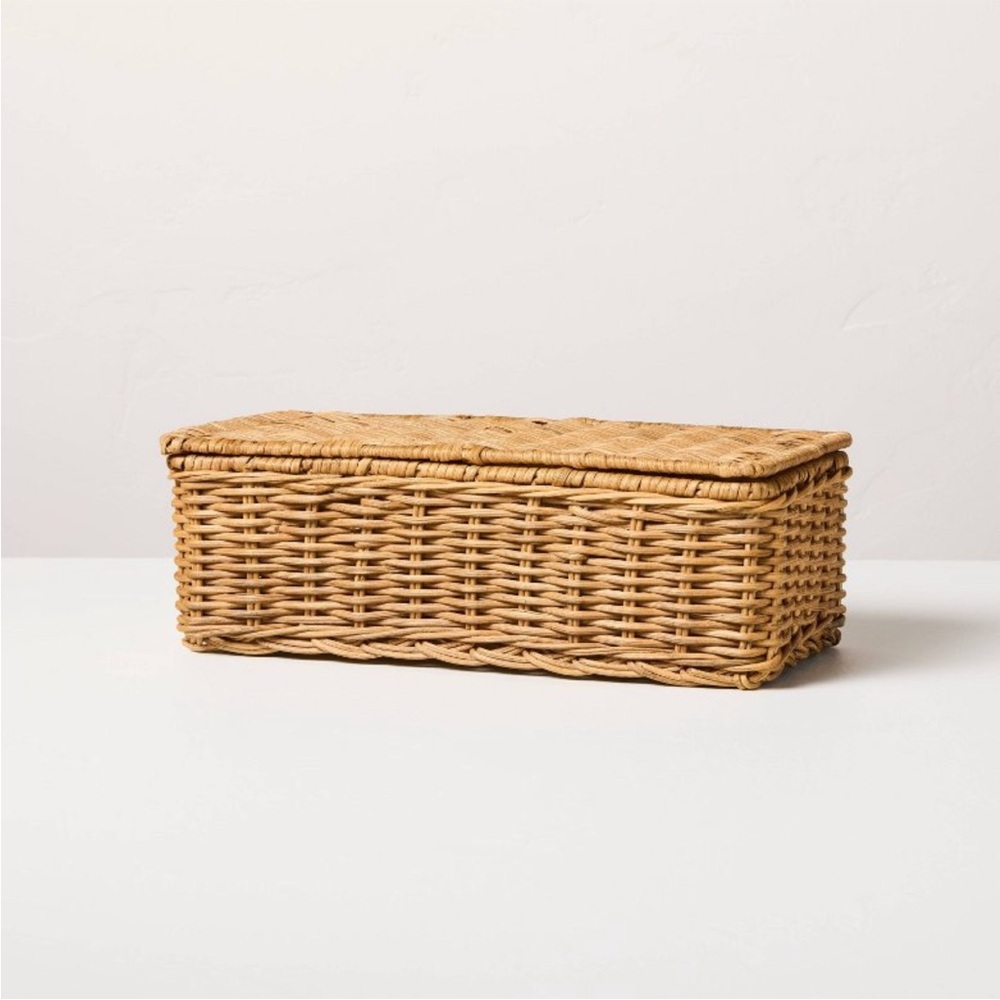 Small Rattan Storage Basket with Lid  - Hearth & Hand™ with Magnolia